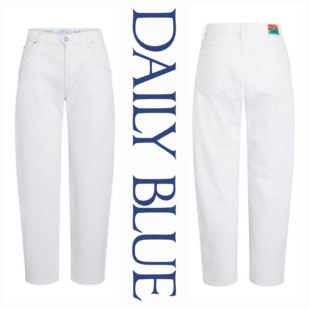 Daily Blue Mantra Wide Barrel Jeans Made In USA Button Fly‎ Sirocco White 24x28